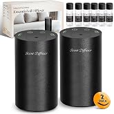 Waterless Essential Oil Diffuser Starter Kit - No Water Needed, Battery Operated Mini Scent Air Machine, Included 3x20ML Essential Oils, Portable Aromatherapy Diffuser for Home &amp; Car, Black, 2Pack