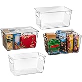 ClearSpace Plastic Pantry Organization and Storage Bins with Lids – Perfect Kitchen Organization or Kitchen Storage – Fridge Organizer, Refrigerator Organizer Bins, Cabinet Organizers