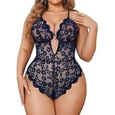 Avidlove Women Plus Size Lingerie Lace Teddy Deep V Lingerie Bodysuit One Piece Babydoll 14-22 Plus