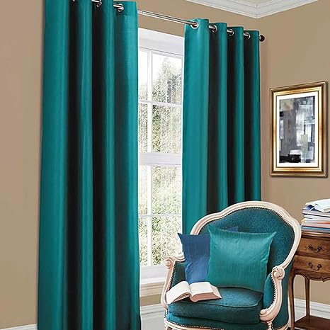 Just Contempo Thermal Blackout Eyelet Curtains Teal Blue 90x90