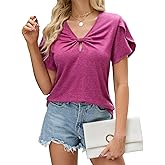 Quatrefox T Shirts Short Sleeve for Women V Neck Tees Fashion Loose Tops Casual Summer Outfits Clothes Beach 2025 Trendy