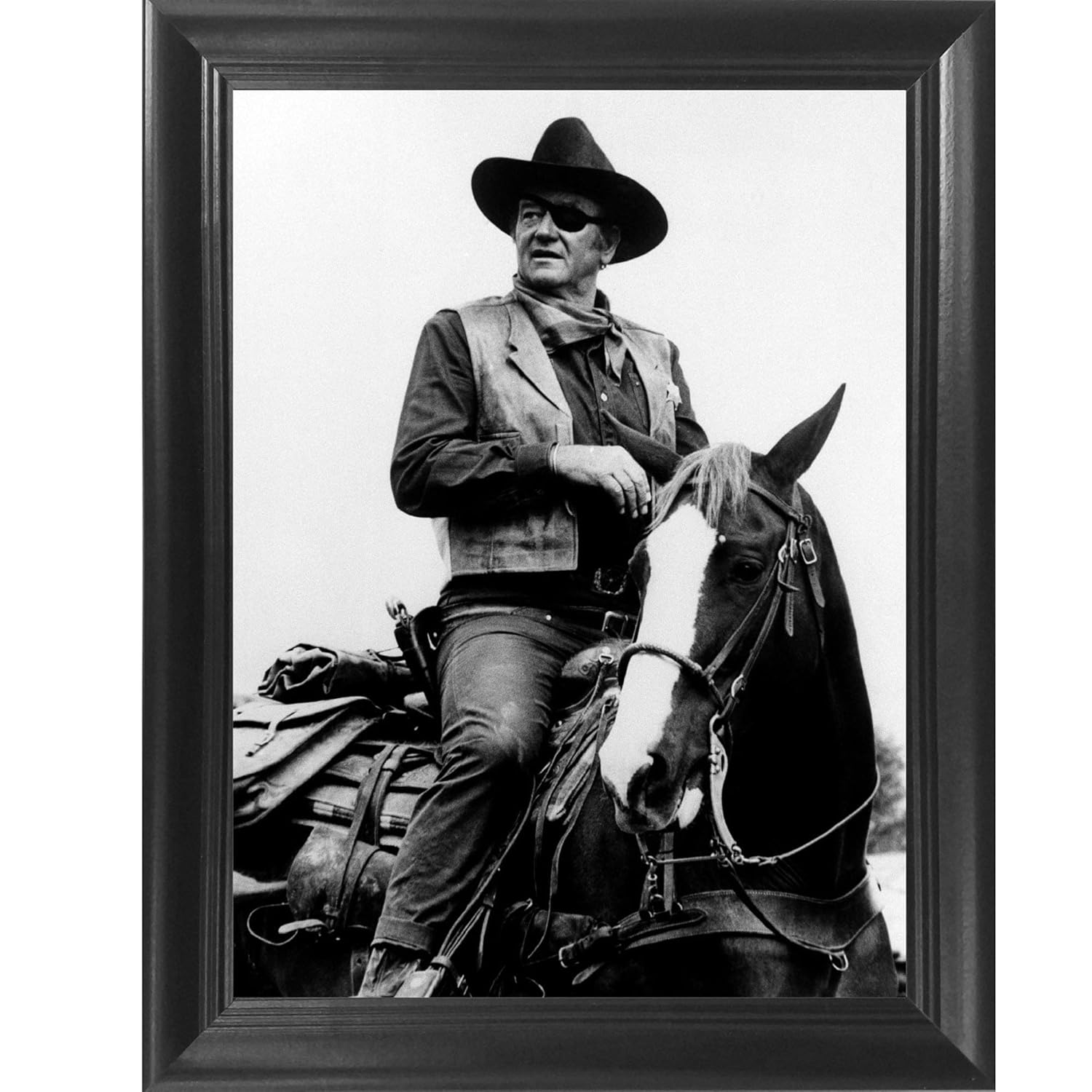 John Wayne 3D Poster Wall Art Decor Framed Print | 14.5x18.5 | Lenticular Posters & Pictures | Memorabilia Gifts for Guys & Girls Bedroom| The Duke on Horse Classic Movie & Vintage Cowboy Film Picture