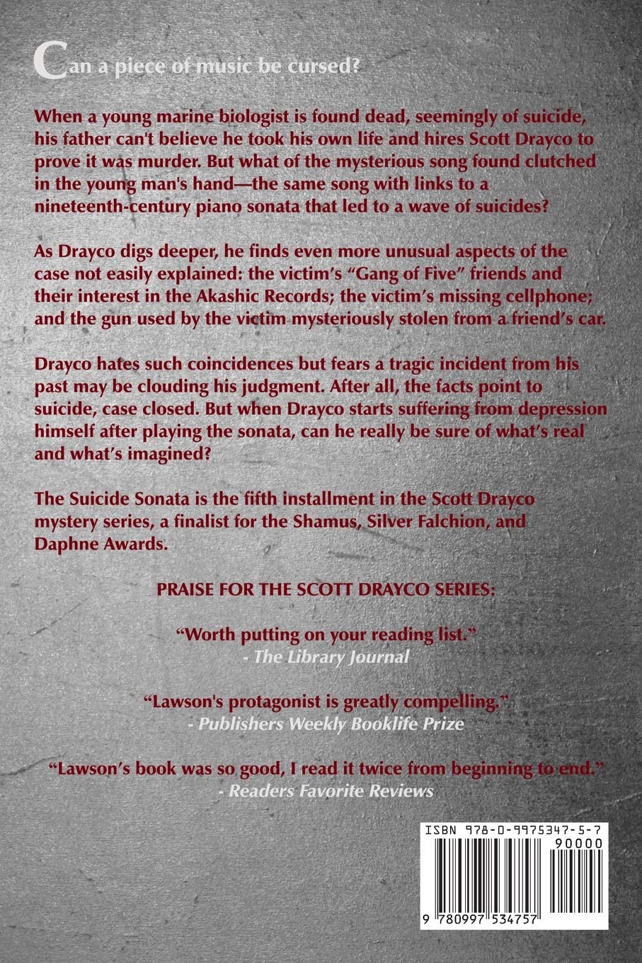 Amazon Com The Suicide Sonata A Scott Drayco Mystery Scott Drayco Mystery Series 9780997534757 Lawson Bv Books