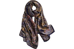 NUWEERIR Womens 100% Large Mulberry Silk Scarf Long Satin Scarf Fashion Designer Scarf Lightweight Wraps