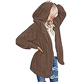 CHICGAL Womens Fuzzy Jacket Hooded Cardigan Open Front Sherpa Coat Outwear with Pockets