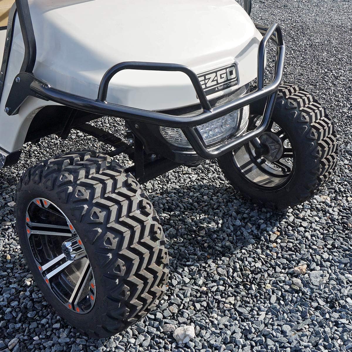 Red Hawk BG-124 Brush Guard Compatible With/Replacement For E-Z-Go TXT 2014 Front, Black Powder Coat Steel Golf Carts