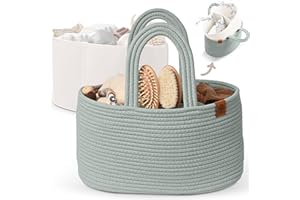 J&JOO 2-in-1 Baby Diaper Caddy Organizer, Water-Resistant Lining Protection, Easy Care, Basket for Changing Table or Dresser, Multi-Use, Newborn Baby Essentials