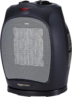 Oszillierende Keramik-Standheizung, 1800 W, mit verstellbarem Thermostat - Schwarz