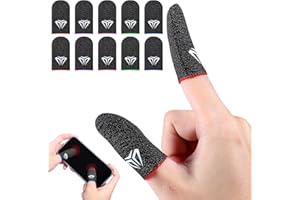 Gjinxi 10pcs Finger Sleeve for Gaming, 0.3mm Fiber Anti Sweat E-Sports Finger Glove, Breathable Seamless Touchscreen Fingers Cover Thumb Sleeve for PUBG Dedales, Fit All Touchscreen Devices(5 Color)
