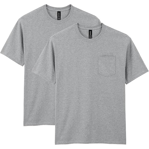 Gildan Men's Ultra Cotton T-Shirt With Pocket, 2-Pack XL, White/Ash Grey, 6 Oz. Heavyweight