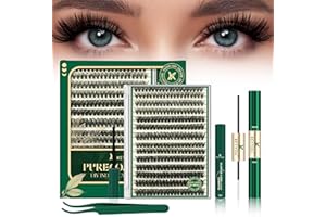 KEYYOU Lash Clusters Kit DIY Lash Extension Kit 280pcs Soft Lash Clusters 60D+80D D Curl Easy to Apply with Bond and Seal Applicator Remover Eyelash Extension Kit at Home(RMkit-60D80D-D-10-18mix)