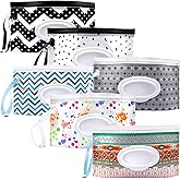 6pcs Portable Wet Wipes Pouch, KALYLOC Reusable Baby Wipe Dispenser Pouch Container, Eco Friendly Travel Wet Wipes Holder wit