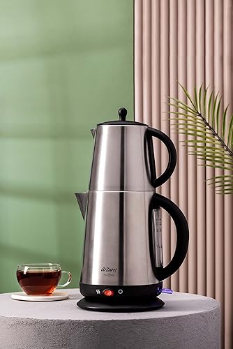Arzum Tea Tock Electric Turkish Tea Maker, Stainless Steel, 120V