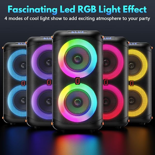 KARAOKE MACHINE WITH 2 WIRELESS MICROPHONES, PORTABLE BLUETOOTH 5.3 KARAOKE SPEAKER FOR HOME PARTY OUTDOORS, PA SYSTEM FOR ADULTS WITH ECHO ADJUSTMENT/LED LIGHTS, SUPPORT TV/USB/AUX/TF
