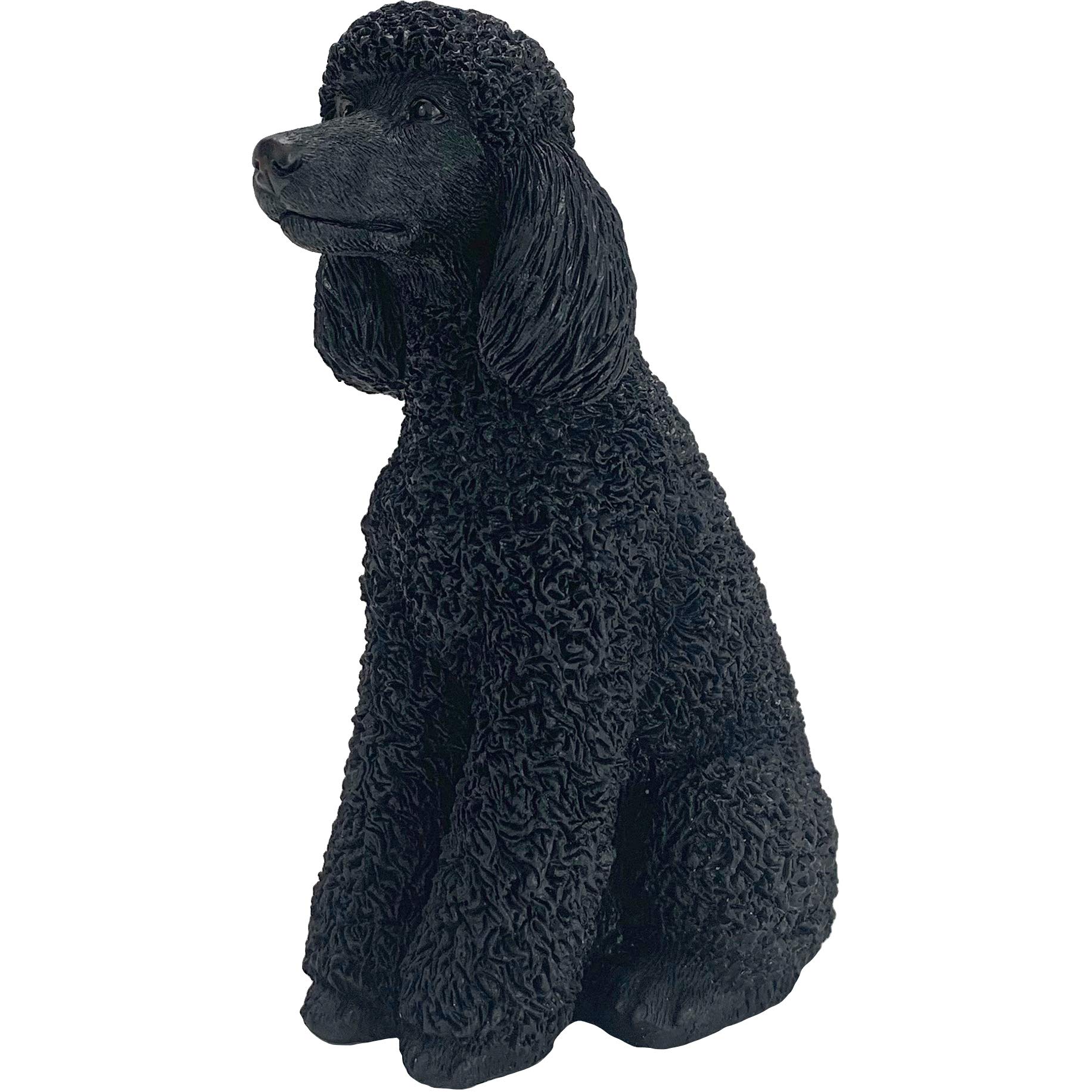 Sandicast Full Size Black Sitting Poodle Sculpture, Metal glass, Original