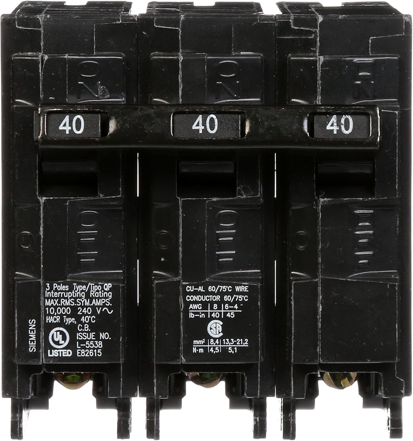 Q340 40-Amp Three Pole Type QP Circuit Breaker - Ground Fault Circuit Interrupters - 