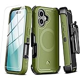 M MYBAT PRO Maverick Series for iPhone 16 6.1 Case with Belt Clip Holster,[Compatible with Magsafe] w/Screen Protector,Anti-Drop,Shockproof,with 360°Rotating Kickstand,Heavy Duty Protection