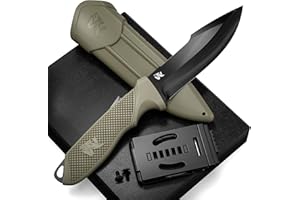 ODENWOLF WOLF-II Full Tang Survival Knife - Tactical Fixed Blade with Sheath and Multi Lok - D2 Steel - Bushcraft & Camping Knife - EDC Outdoor with TPE Handle
