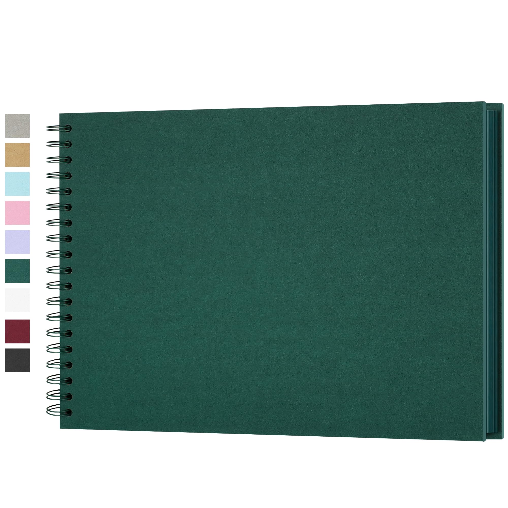 Yopih DIY Scrapbook Album 28x20.5 cm Hardcover Kraft Paper Scrap Book with 50 Sheets Memory Book for Family and Wedding Photography, Dark Green