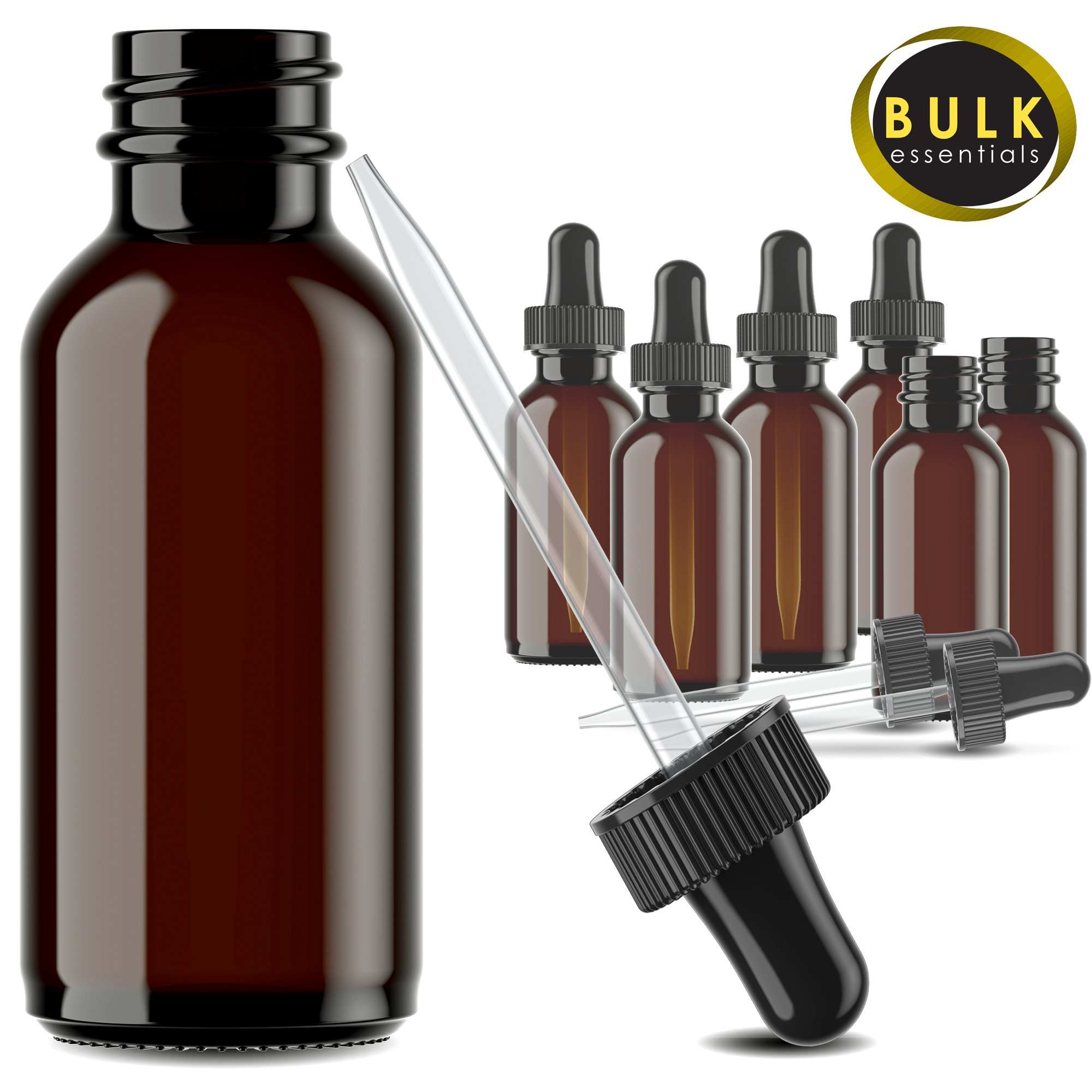 Glass Bottles for Essential Oils 9 Pack 30 ml Refillable Empty Amber