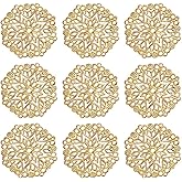 Pandahall 100Pcs Iron Round Filigree Flower Charms 35.5x0.7mm Thin Metal Embellishments Findings Vintage Bohemia Western Charms for DIY Earring Jewelry Making