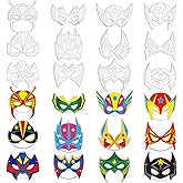 Sosation 72 Pcs Color Your Own Hero Masks Crafts for Kids DIY Paper Blank Hero Masks Making Kits with Ropes for School Class Activities Valentines Birthday Party Supplies