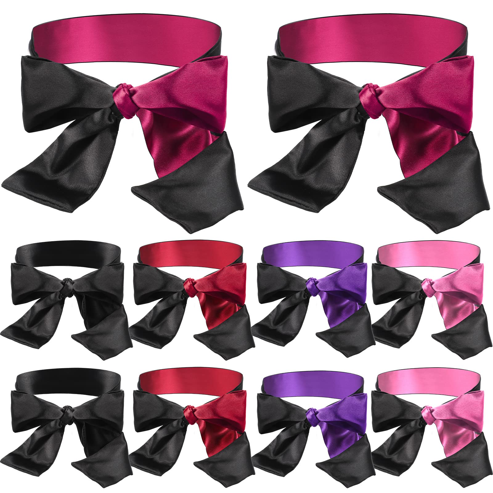 Photo 1 of 10 Pcs Sleeping Satin Eye Mask Blindfold, 150 cm/ 59 Inch Silk Blindfolds Sleeping Face Cover Blindfold Tie for Party Games, Black Rose Red Purple Pink