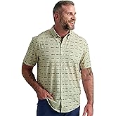 HUK - Men's Kona Short Sleeve Fishing Button Down Shirt for Men, Kona Print - Khaki, XX-Large