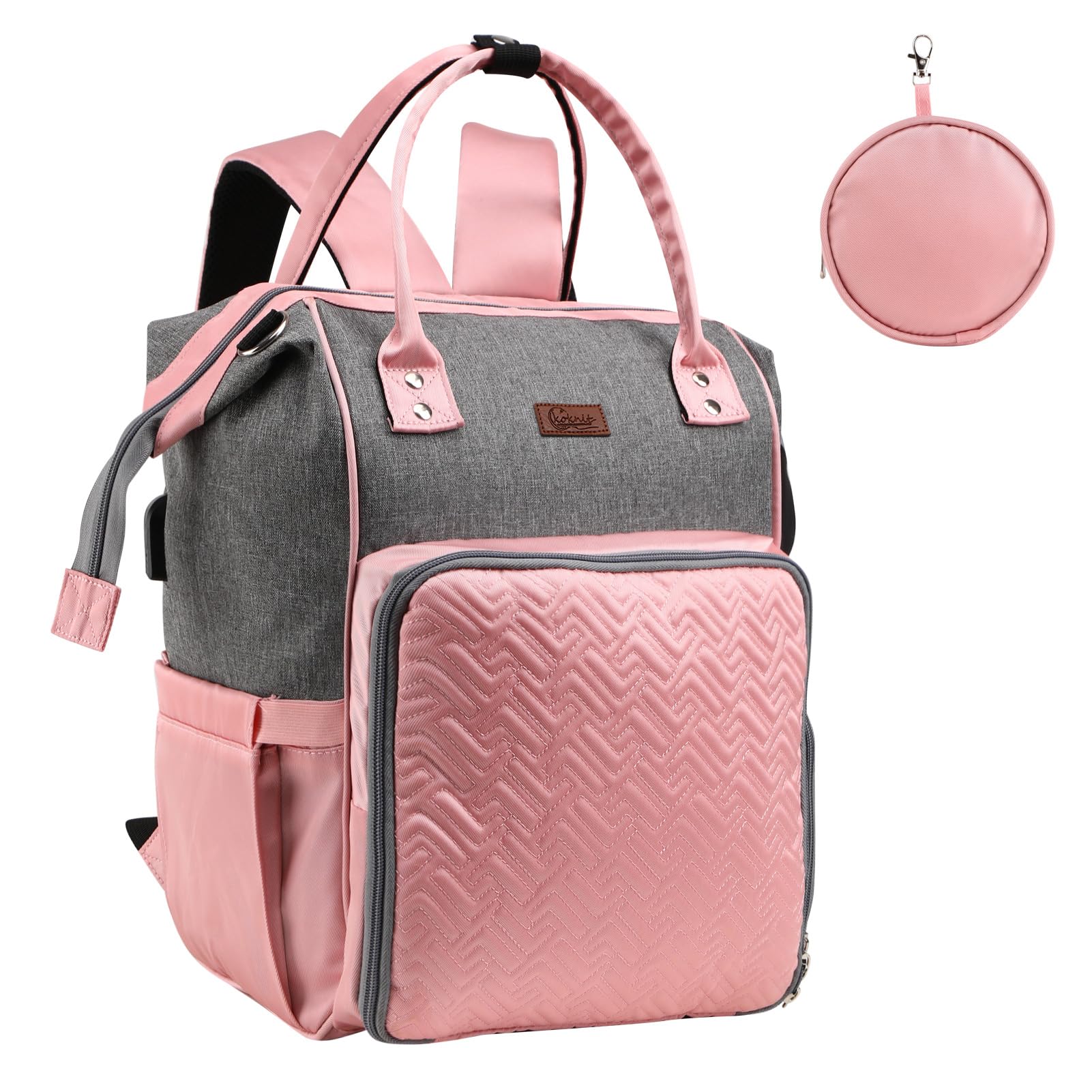 KOKNIT Large Capacity Knitting & Crochet Bag Backpack with USB Charging Port, Portable Organizer for Women, Yarn Bags Holder Case for Crocheting and Carrying Accessories