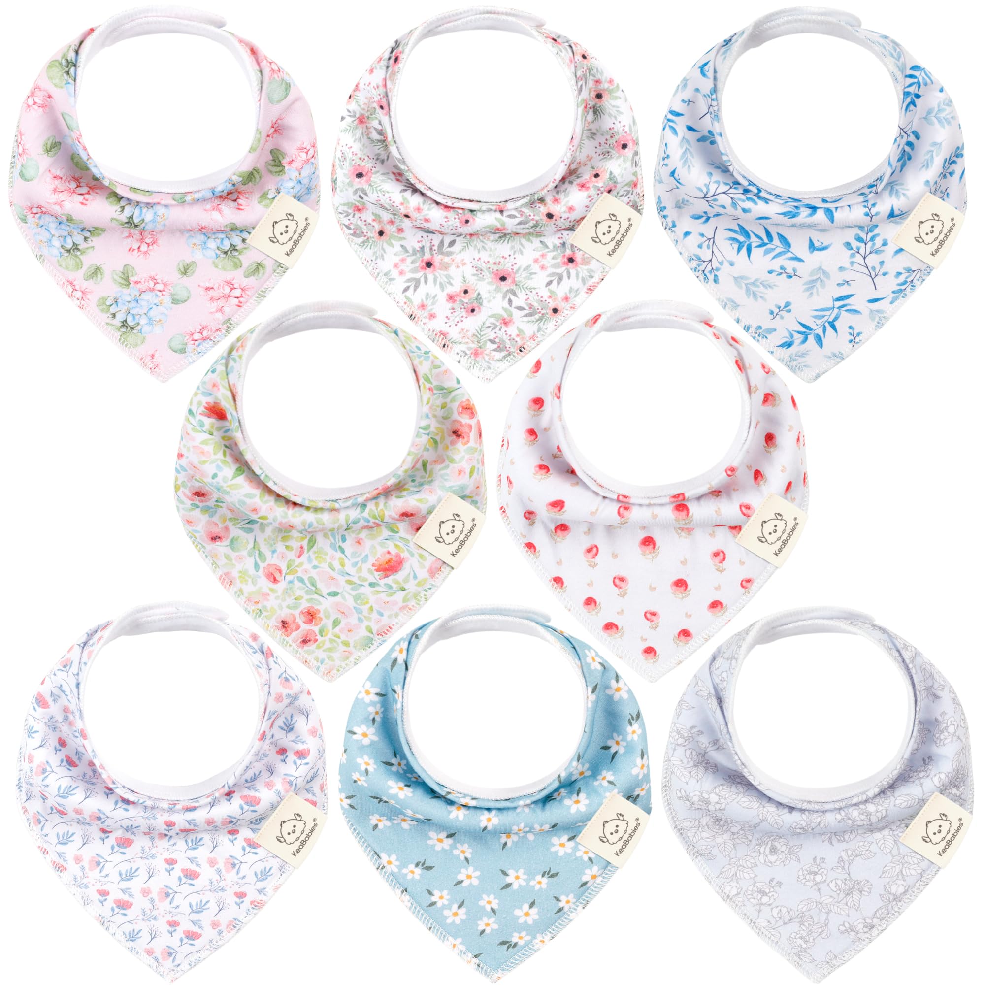 Photo 1 of 8-Pack Organic Baby Bandana Bibs for Girls - Super Absorbent Triangle Baby Bibs for Drooling and Teething Infant, 100% Cotton Extra Soft for Newborn, Infant 0-36 Months (Flourish)