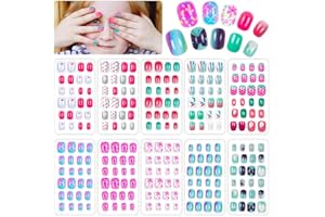 JOAOYO 240 Pieces Fake Nails for Kids Girls Artificial Kids Press on Nails Full Cover Short Acrylic Stick On Nails False Nail Tips Kit for Children Little Girls Nail Art Decoration (Gradient)