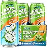 JANS 100% Soursop Juice with Pulp, 16.9 oz, Pack of 12, Pure Guanabana | No Sugar Added, Pure Graviola Fresh From Juice, Not From Concentrate, Natural Soursop Drink, Caffeine Free, 12 Drink Bags