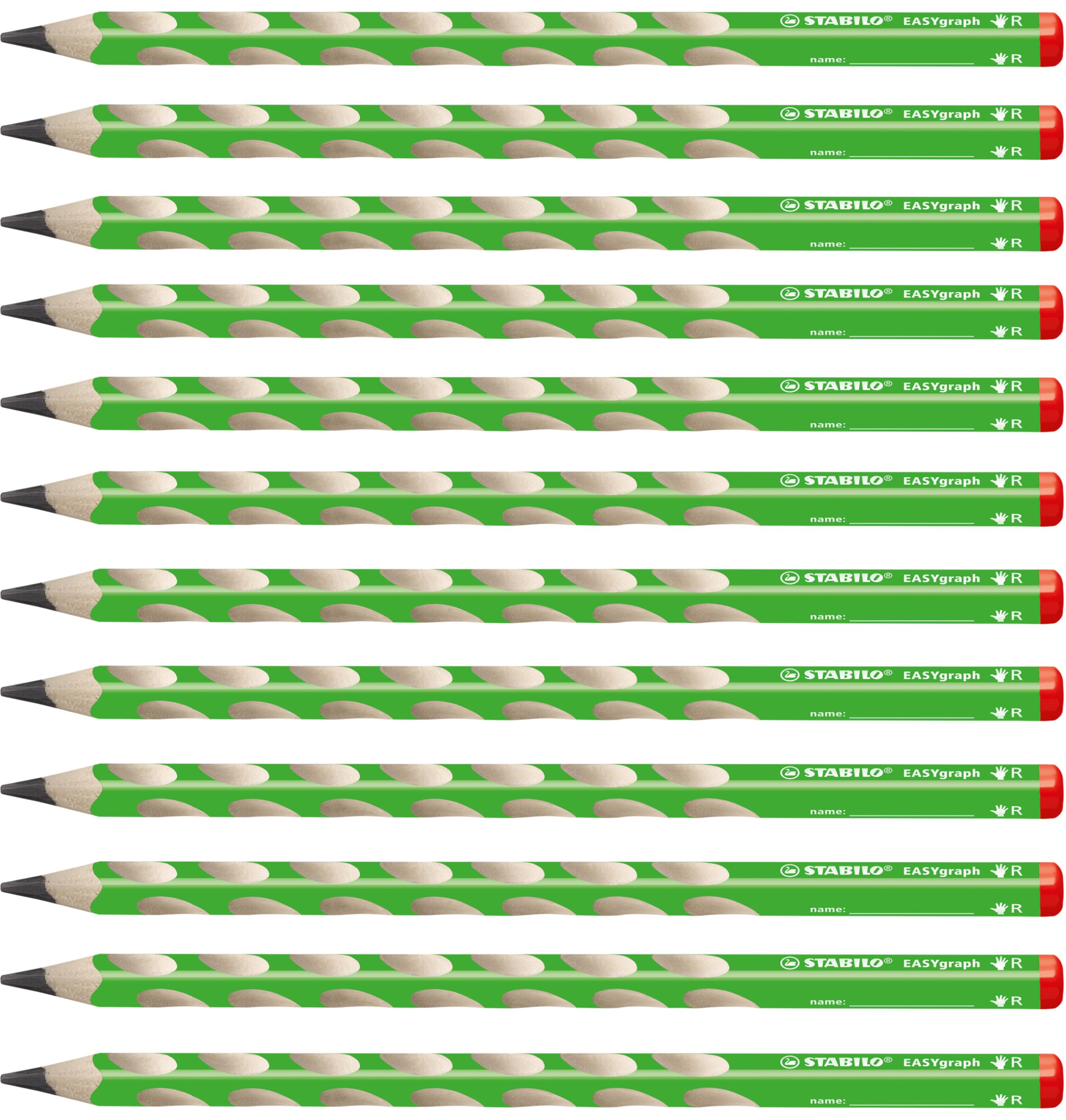 STABILO Ergonomic Graphite Pencil EASYgraph - Right-Handed - Green - Pack of 12 - HB