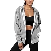 GIVON Women's Lightweight Fleece Zip Up Hoodie Regular Fit Solid Color with White Drawstring & Zipper