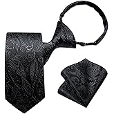 DiBanGu Boys Pre-tied Neckties and Pocket Square Set Adjustable Strap Tie for Kids Wedding Party Graduation School Uniforms