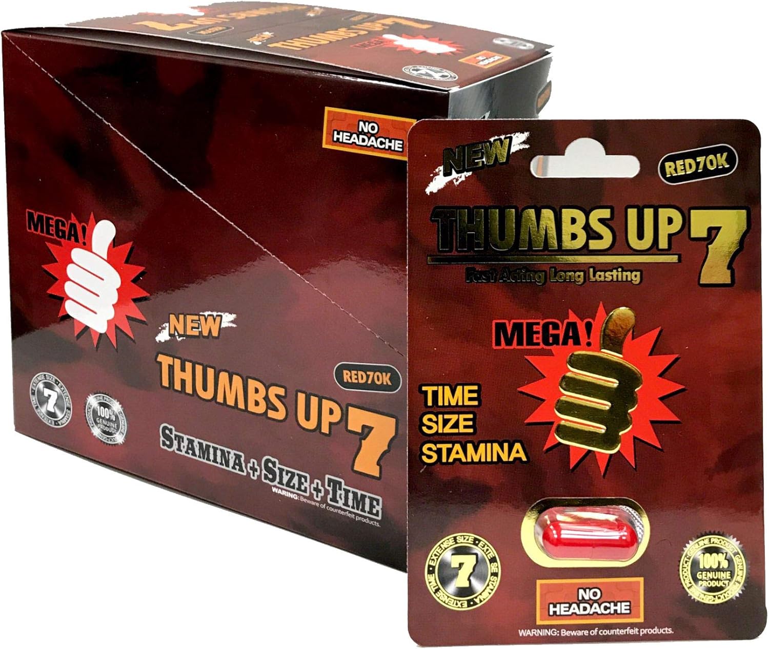 Thumbs Up 7 70K 24Pills in The Box Red Male Enhancing Natural Performance Pill The New Most Effective Natural Amplifier for Performance, Energy, and Endurance (RED(24PILLS)): Health & Personal Care
