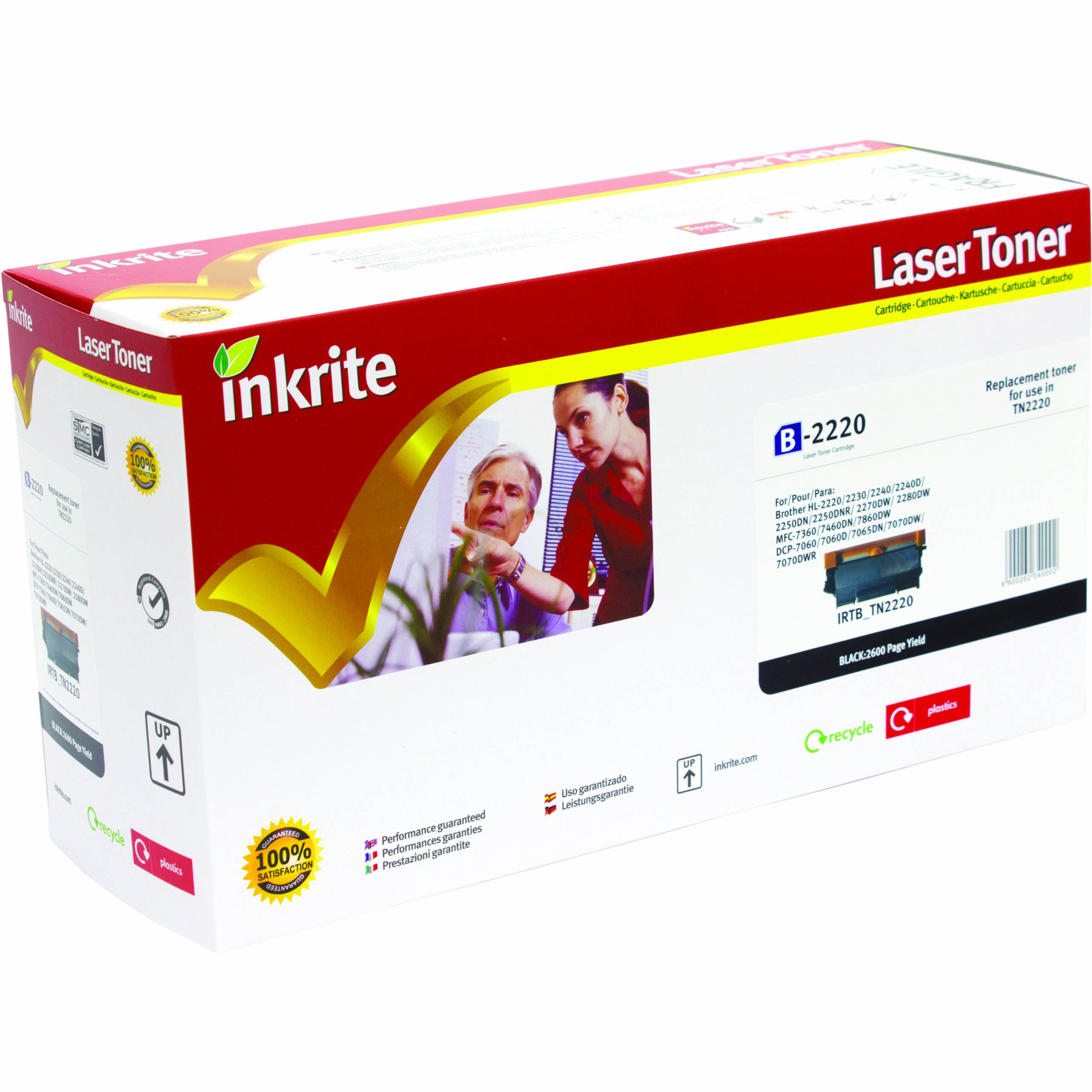 Inkrite Remanufactured Toner Cartridge Replacement for Brother TN2220 Black