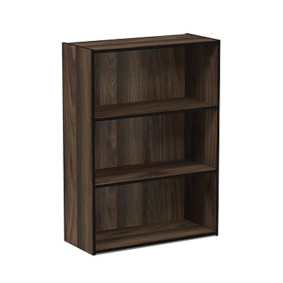 Furinno Pasir 3-Tier Open Shelf Bookcase, Columbia Walnut