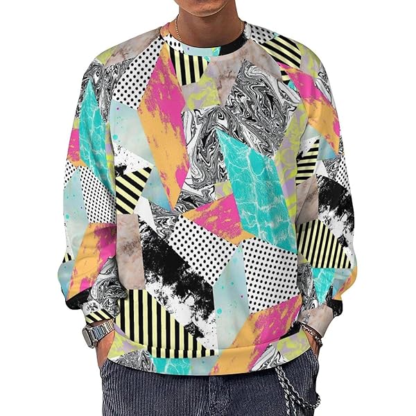 Dalicoter 80s 90s Retro Style Sweatshirt Men Vintage Casual Round