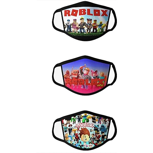 3 Pcs Kids Ro-blox Mouth Covering Adjustable Ear Loops Face Scarf Teen Boys&Girls masks Scarf Reusable Bandanas
