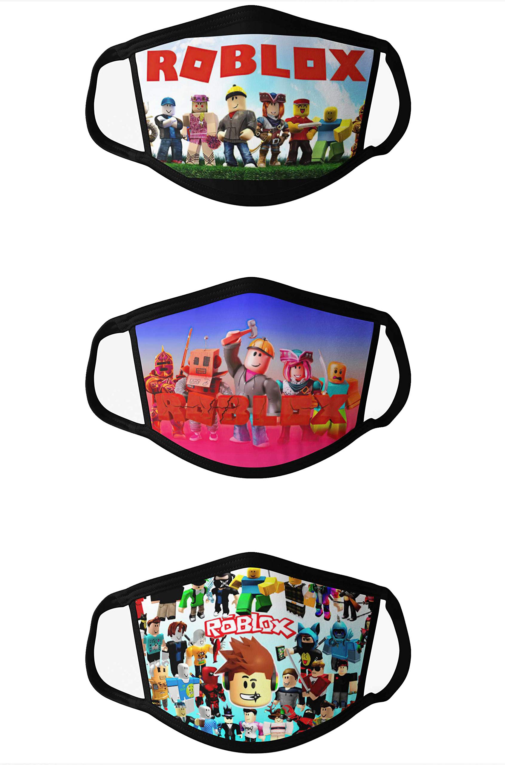 3 Pcs Kids Ro-blox Mouth Covering Adjustable Ear Loops Face Scarf Teen Boys&Girls masks Scarf Reusable Bandanas