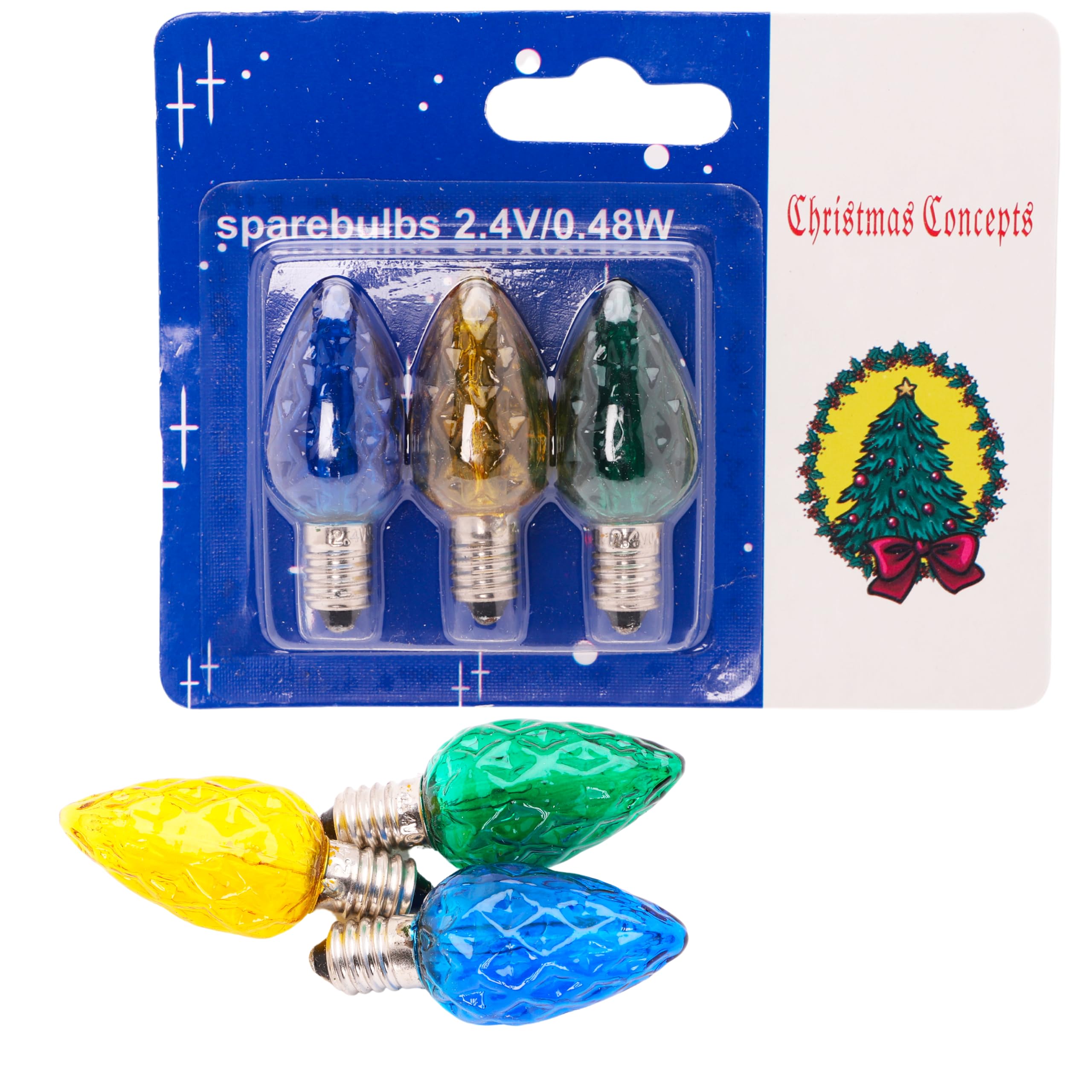 3 E10 Screw In Tulip Spare Bulbs 2.4v 0.48w 0.2a Multi Coloured