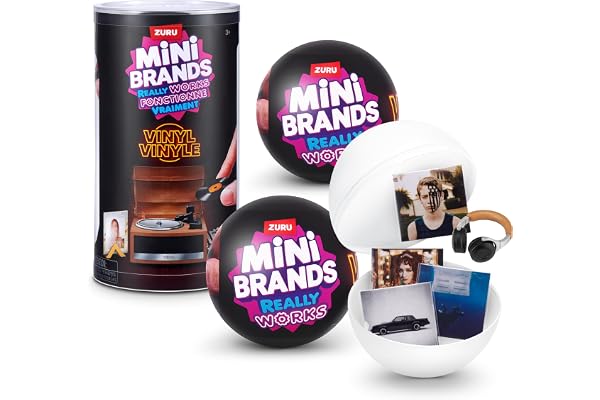 Mini Brands Mini Vinyls Capsule Series 1 by ZURU – Novelty Toy Capsule with 4 Vinyl Records and 1 Accessory, Compatible with Record Player for Teen and Adult Collectors