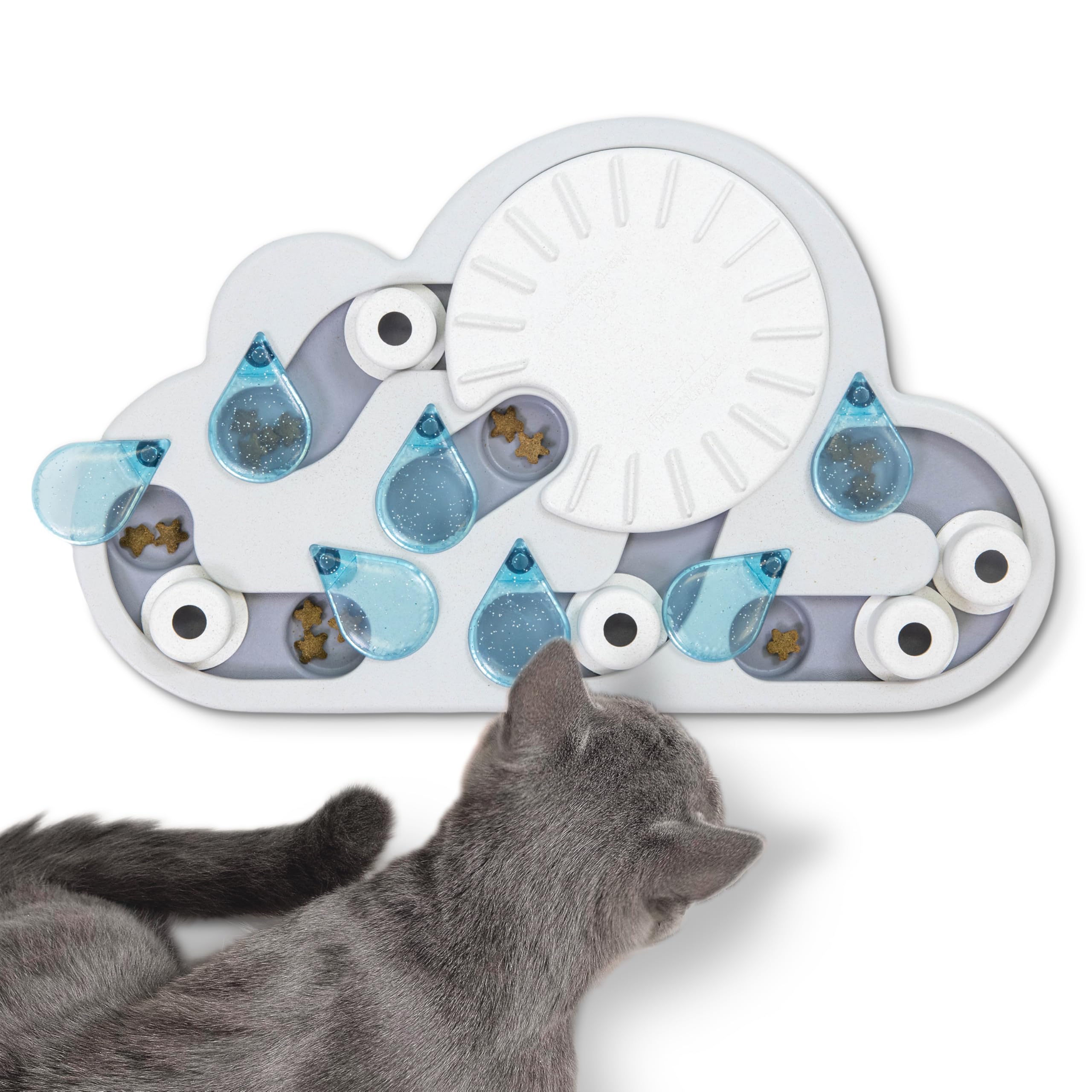 Photo 1 of Catstages by Nina Ottosson Rainy Day Puzzle & Play – Interactive Treat Puzzle Feeder for Cats, 19 Hidden Treat Compartments Slow Feeder, Durable & Easy-Clean, 15.4 Inches, Gray