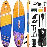 D3SEA Extra Wide Inflatable Stand Up Paddle Board | Extra wide inflatable paddle board with non-slip EVA deck &amp; accessories. Ideal for adults, kids, yoga, fishing &amp; touring.