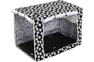 MOREZI Dog Crate Cover Kennel Dogs Covers fits Small Medium Large crates cage Heavy Nylon Waterproof soundproof Indoor Outdoor - Cover only - Black paw - 30 inch