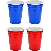 Fairly Odd Novelties 16oz Red and Blue Cup Made Out Of Melamine 4 Pack Living It Large Drink with Friends
