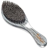 Premium Handle Wave Brush for Men 360 - Medium Hard Curved 360 Wave Hair Brushs - Made with Nature Beech &amp; Nylon Boar Bristle Men's Hair Brush For Black Men 360 (Grey Long Handle)