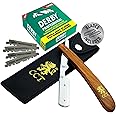 The Cambridge Cutthroat® Cut Throat Razor Kit with Blades & Travel Pouch - Missanda Hardwood & Stainless Steel Professional B