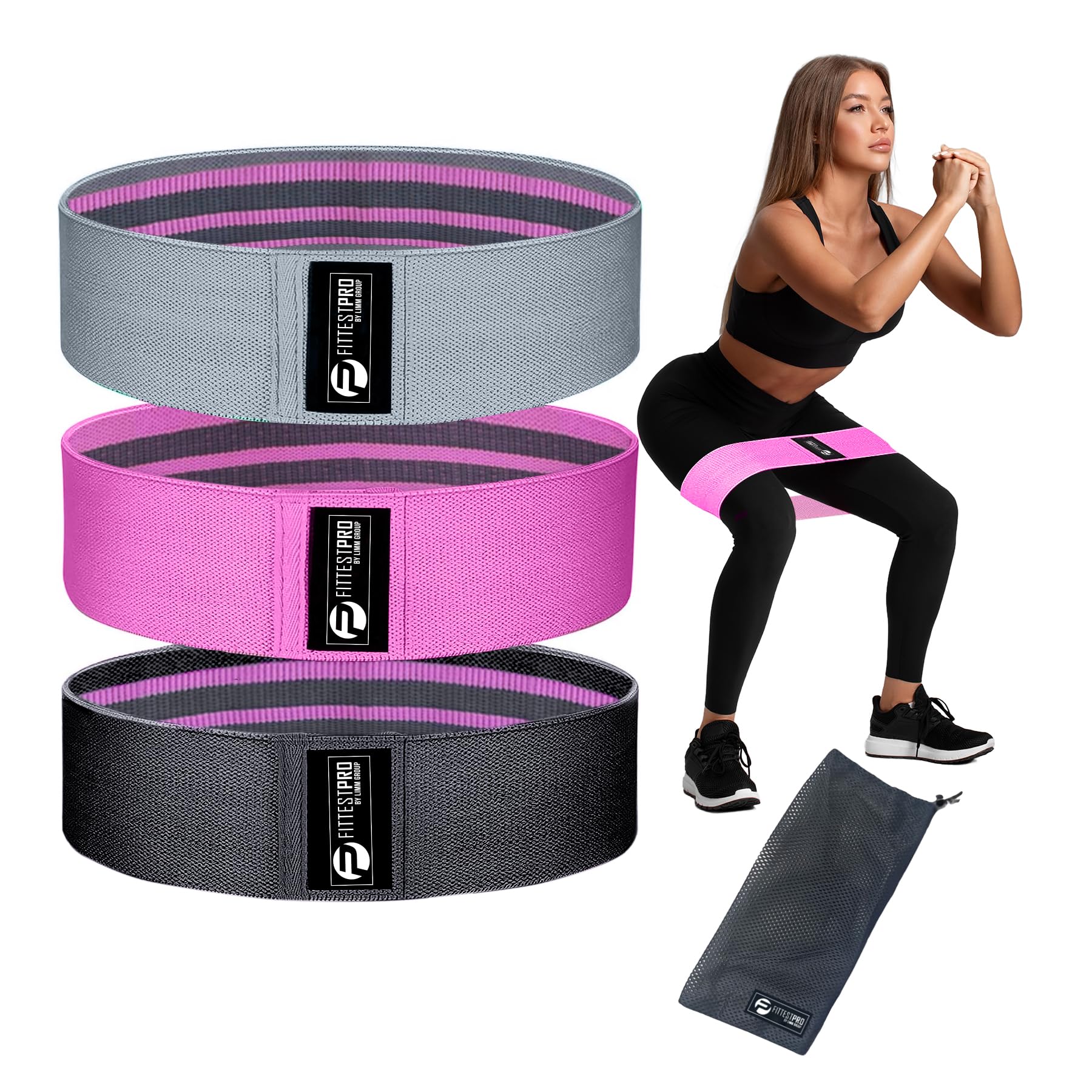 Photo 1 of Limm Leg Bands for Legs and Butt - Booty Resistance Hip Bands for Working Out - Fitness Loops to Activate Legs, Thighs, Bootie, Glutes and Core - Premium Elastic Non-Slip Cotton Fabric Bands